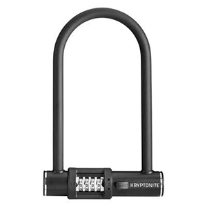 U-lock bike lock made from hardened steel providing high-level security for locking bike frames to racks in urban environments